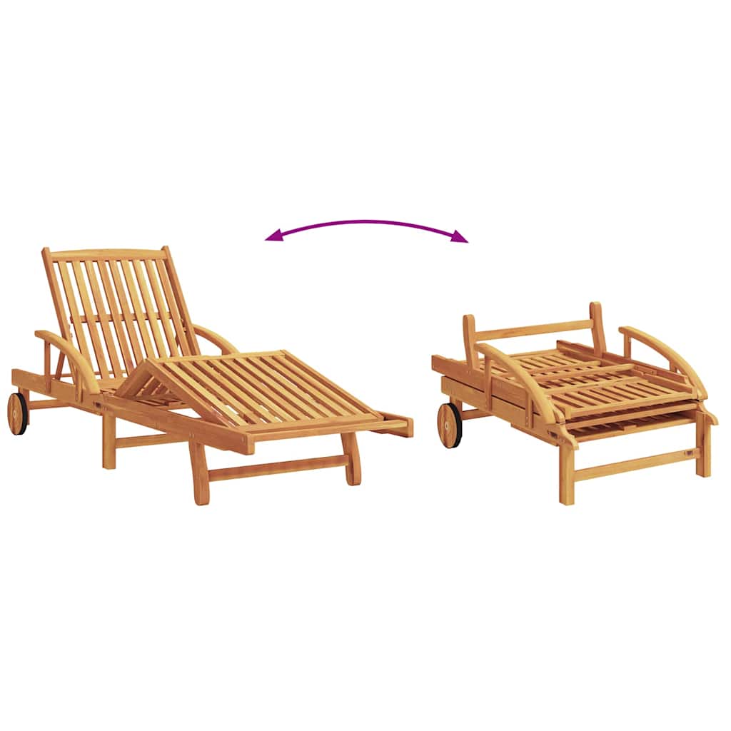 Sun Lounger 2 pcs Beige 200 x 67 x 84cm Solid Acacia wood